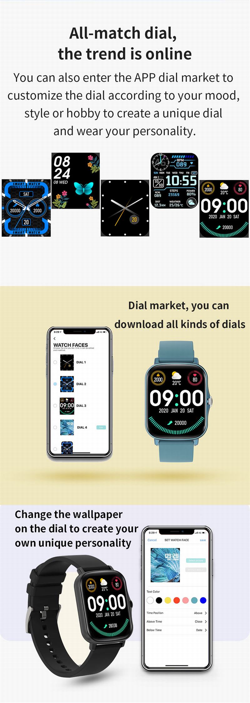 MS-3 Da Fit APP 1.69inch Touch Screen Smart Watch
